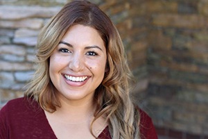 Woman smiling on porch